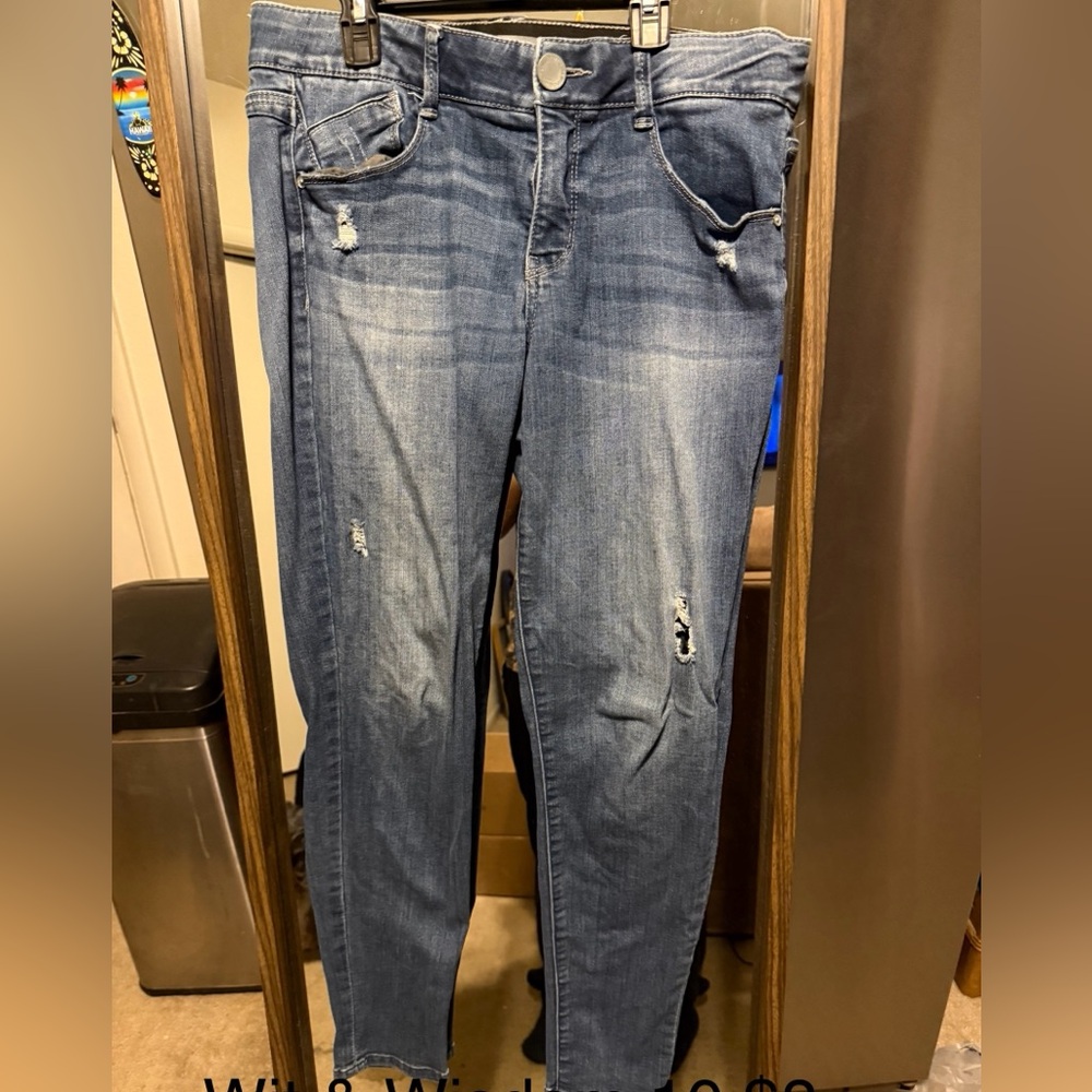Wit & Wisdom Blue Distressed Skinny Jeans size 10